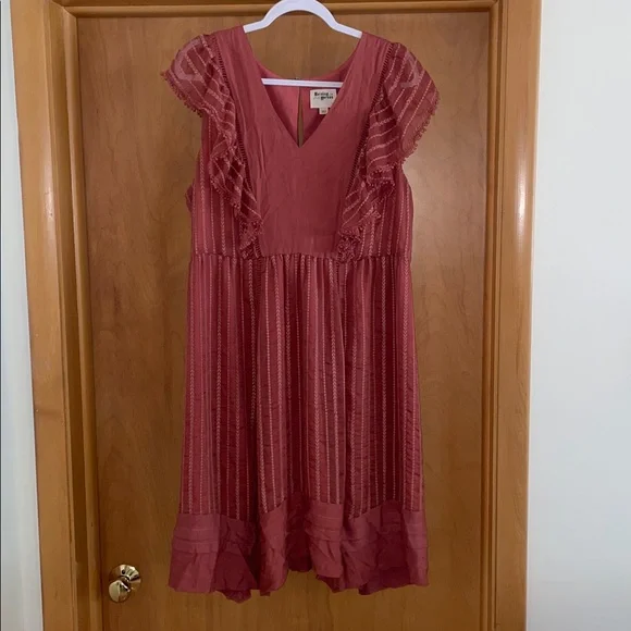 Anthropologie HOLDING HORSES Boho Dress in Rose size XL lace ruffles - Picture 3 of 11